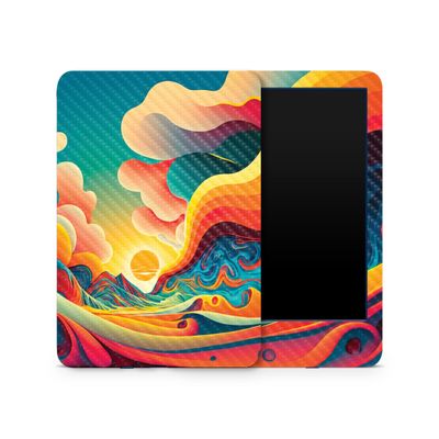 Carbon Fiber Skin Compatible with Amazon Kindle 6-inch 11th Gen (2022) - Surreal Sunset - Premium 3M Vinyl Protective Wrap Decal Cover - Easy to Apply | Crafted in The USA by MightySkins