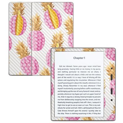 Carbon Fiber Skin Compatible with Amazon Kindle Oasis 7" (9th Gen) - Pink Pineapple - Premium 3M Vinyl Protective Wrap Decal Cover - Easy to Apply | Crafted in The USA by MightySkins
