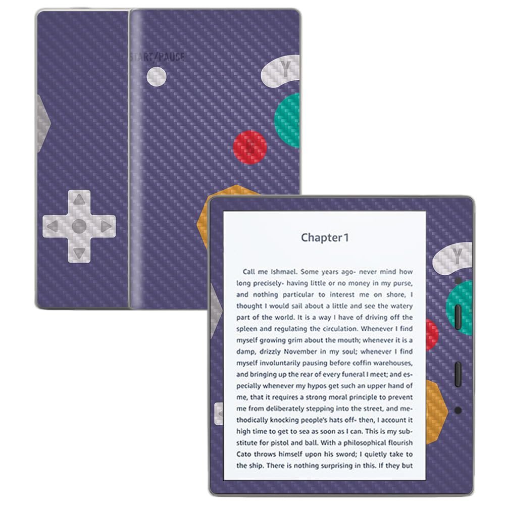 Carbon Fiber Skin Compatible with Amazon Kindle Oasis 7" (9th Gen) - Retro Gamer 4 - Premium 3M Vinyl Protective Wrap Decal Cover - Easy to Apply | Crafted in The USA by MightySkins