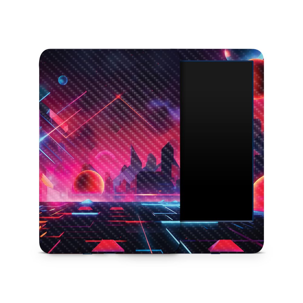 Carbon Fiber Skin Compatible with Amazon Kindle 6-inch 11th Gen (2022) - Synthwave Planets - Premium 3M Vinyl Protective Wrap Decal Cover - Easy to Apply | Crafted in The USA by MightySkins