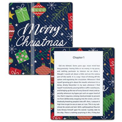 Carbon Fiber Skin Compatible with Amazon Kindle Oasis 7" (9th Gen) - Merry Christmas - Premium 3M Vinyl Protective Wrap Decal Cover - Easy to Apply | Crafted in The USA by MightySkins