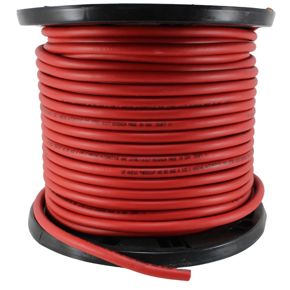 GP Car Audio True 4 AWG 100% OFHC Pure Copper Power/Ground Wire Red Lot