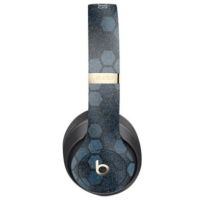 Glossy Glitter Headphone Skin Compatible with Beats Studio 3 Wireless - Blue Hexa Camo - Premium 3M Vinyl Protective Wrap Decal Cover - Easy to Apply | Crafted in The USA by MightySkins