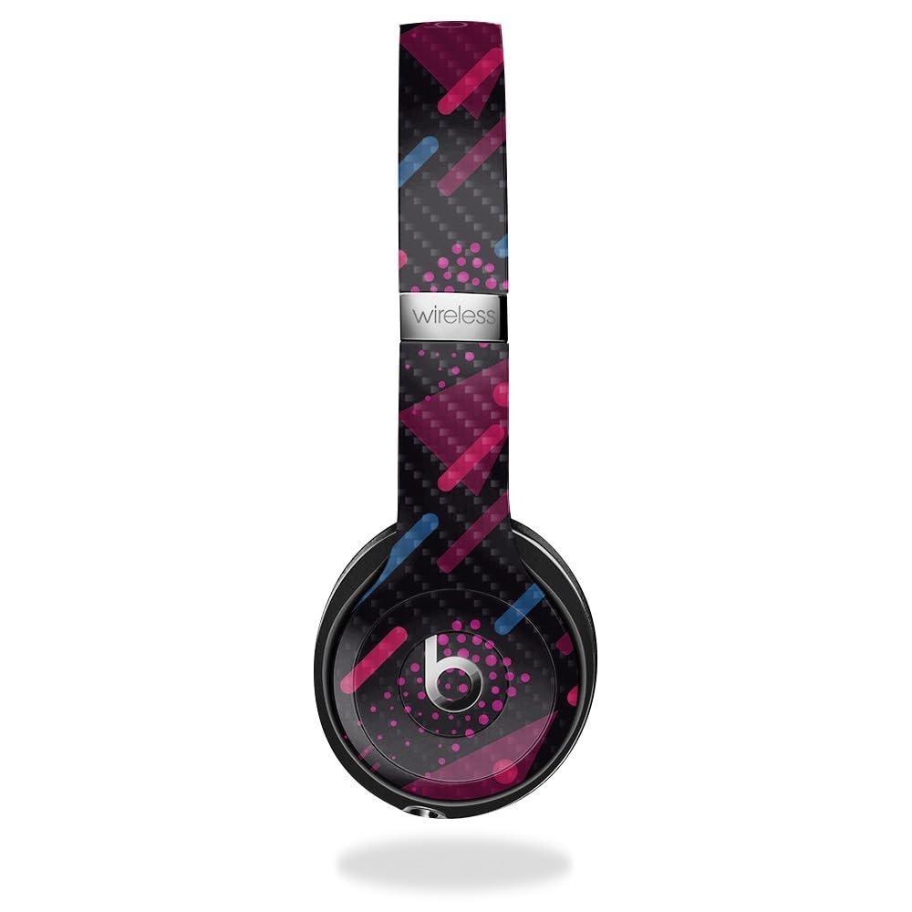 Carbon Fiber Headphone Skin Compatible with Beats Solo 3 Wireless - Magenta Rain - Premium 3M Vinyl Protective Wrap Decal Cover - Easy to Apply | Crafted in The USA by MightySkins