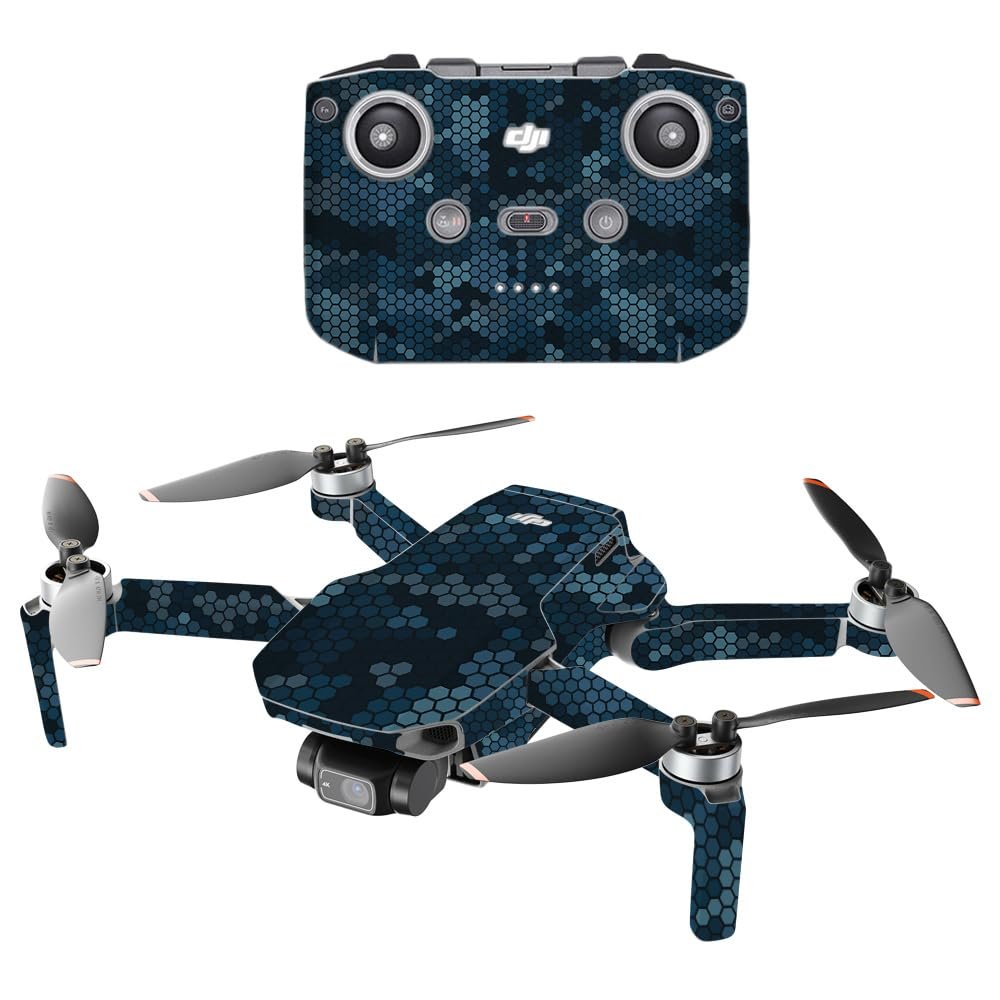 Drone Skin Compatible with DJI Mavic Mini Drone 2 - Blue Hexa Camo - Premium 3M Vinyl Protective Wrap Decal Cover - Easy to Apply | Crafted in the USA by MightySkins