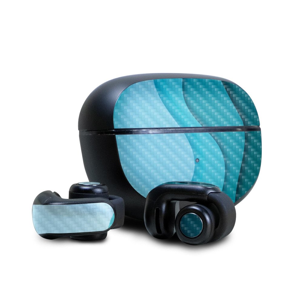 Carbon Fiber Headphone Skin Compatible with Bose Ultra Open Earbuds - Papercraft Cyan - Premium 3M Vinyl Protective Wrap Decal Cover - Easy to Apply | Crafted in The USA by MightySkins