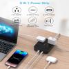 Black Flat Plug Extension Cord, HANYCONY 10ft Power Strip with 4 USB Ports(2 USB C), 4 Widely Outlets Extender, Wall Mount, Desk Charging Station for Office, Travel and Dorm Room Essentials view 2