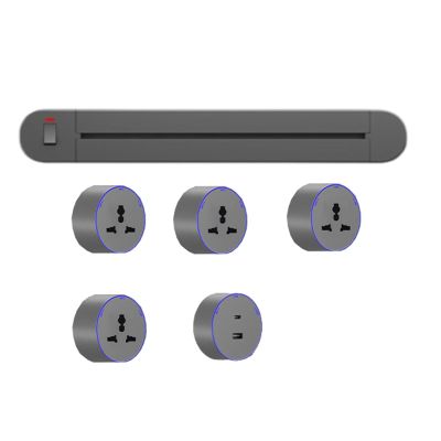 8000W Removable Wall-Mounted Power Track Socket, Two-Way Wiring, No Need to Cut Slots, Kitchen Table Meeting Room,70cm
