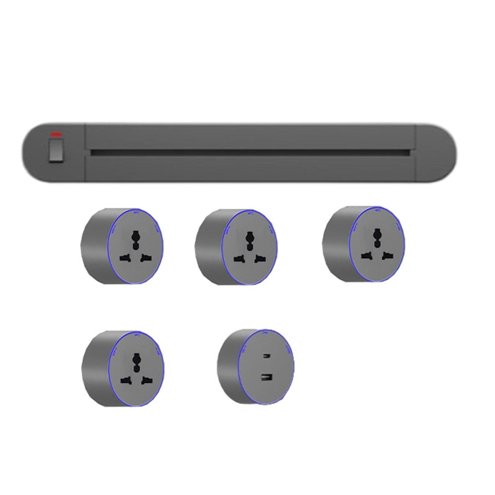 8000W Removable Wall-Mounted Power Track Socket, Two-Way Wiring, No Need to Cut Slots, Kitchen Table Meeting Room,70cm