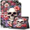 Amazon Fire HD 10 Case (9th Gen, 2019 Release) 10.1" PU Leather Adjustable Stand with Auto Wake/Sleep, Skull Flower view 1