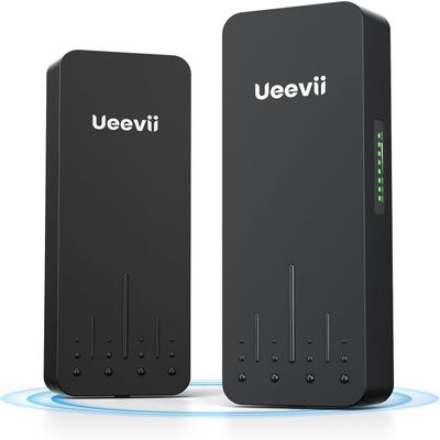 Wireless Bridge Point to Point Outdoor | 5.8GHz WiFi Brigdge | 5KM Long Range | Dual 1000Mbps Ports | IP66 Weatherproof | 24V PoE Black for Barn/Farm/Shop
