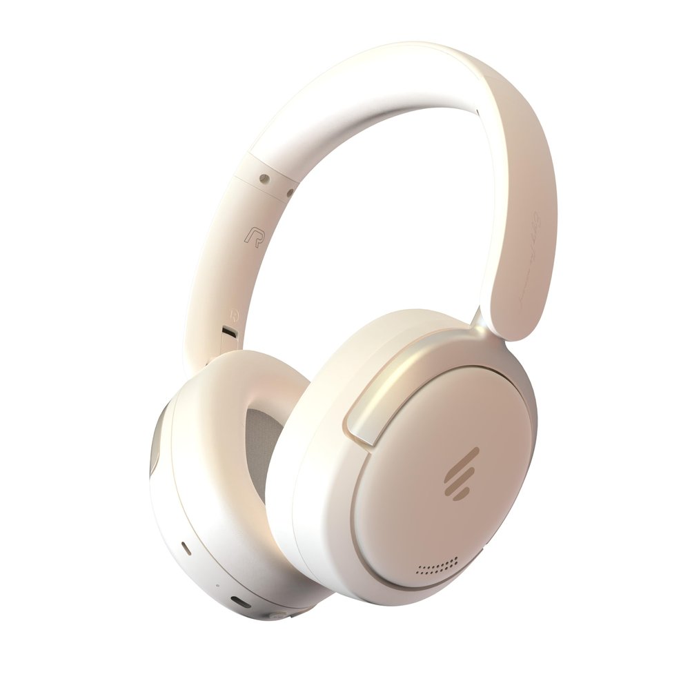 Atom Max - Hybrid Active Noise Cancelling Headphones, Hi-Res Audio, Wireless Over-Ear, Foldable, 45H Playtime, Fast Charging, Customize via an App, Bluetooth v5.4, ANC Headphones, White