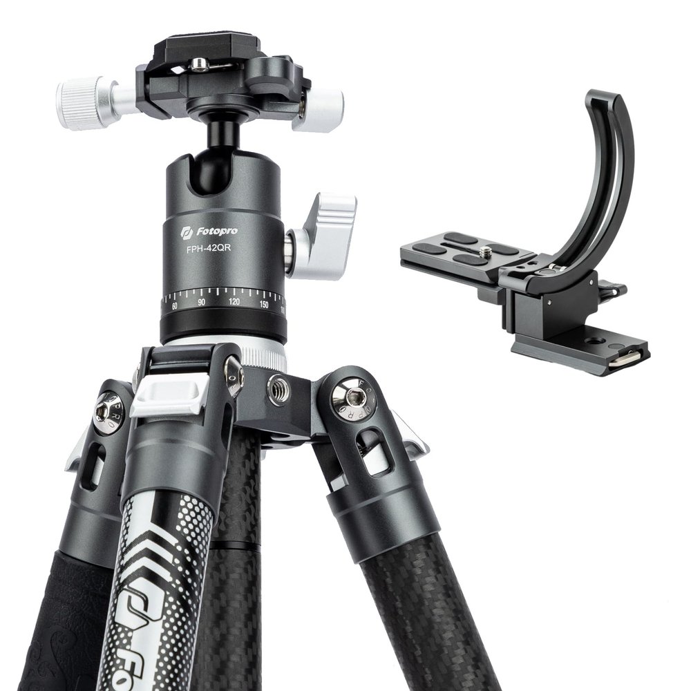Fotopro Carbon Fiber Travel Tripod Bundle with Lens Ring
