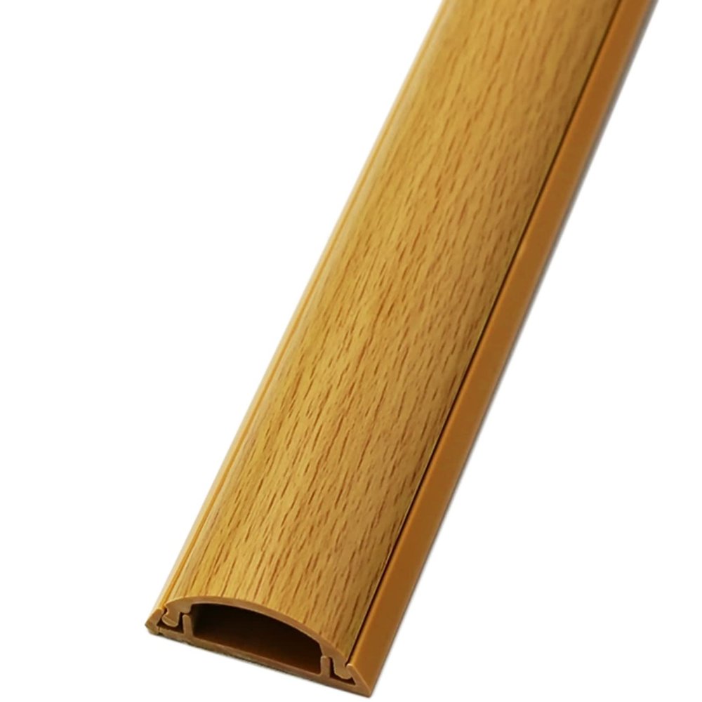 Cord Cover for Wood Grain Floor, Self Adhesive Waterproof Sturdy PVC Cable Hider Management, Indoor Outdoor Home Office, 1m,Beech Wood Grain-#2