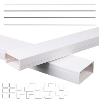 GenSDH Large White PVC Cord Cover Corner Wall Ceiling, 16 ft Long Sturdy Waterproof Self Adhesive Raceway Cable Organizer, Easy to Install, Exhibitions Classrooms Gymnasiums Ret,OneColor-4 Cables