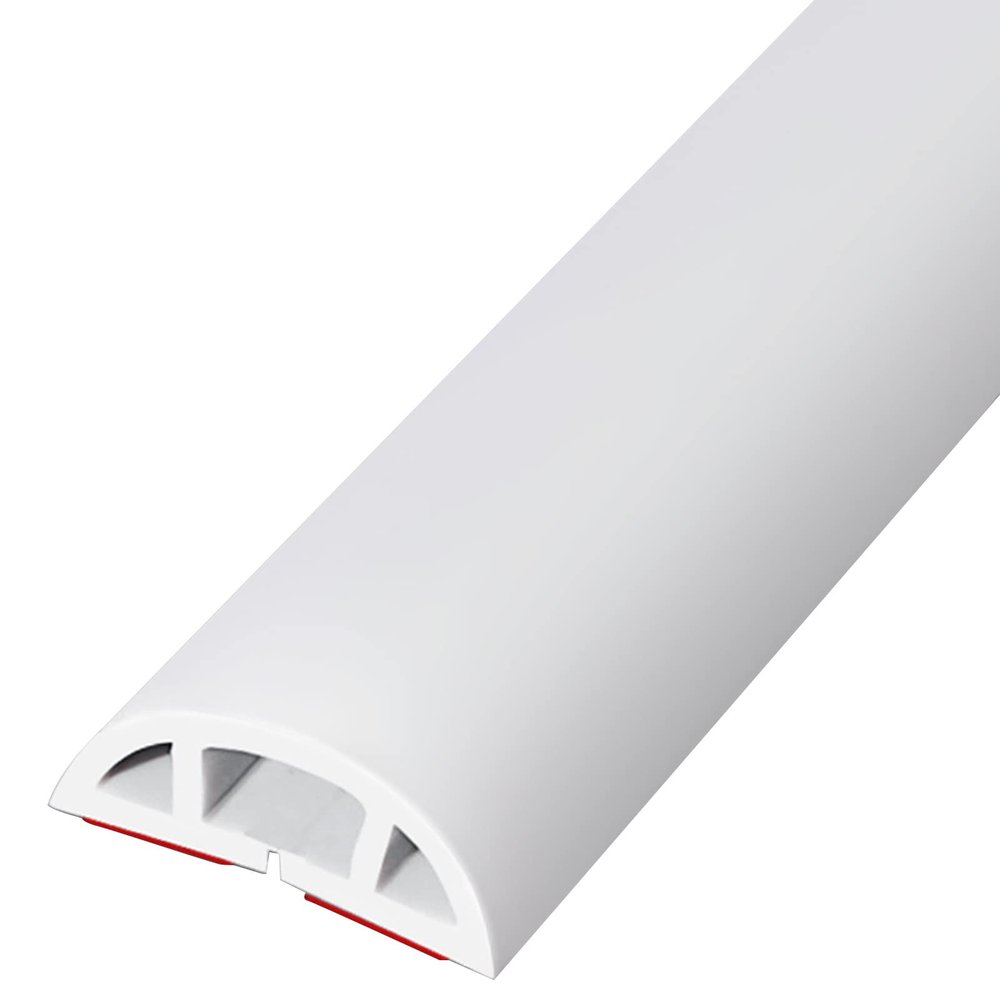 GenSDH Floor Cord Cover Hider Flexible PVC, Home Office Warehouse Workshop Concerts, Self Adhesive Long Heavy Duty Wire Cable Management,White-7m/23 ft