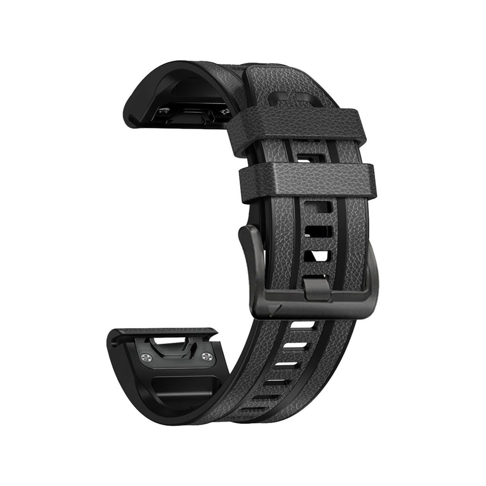 22mm 26mm Silicone leather watch strap for Garmin Fenix8/7/6/5 silicone leather quick release watch strap for Fenix7x 6X 5X Strap(Carbon ash,22mm)