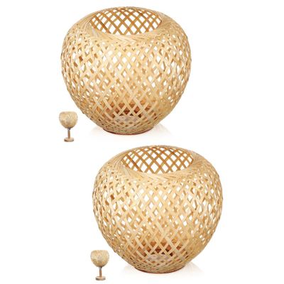 Levemolo 2pcs Woven Ceiling Lampshade Natural Rattan Light Shade for Pendant Lights Unique Handmade Design for Soft Lighting Room and Home