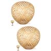 Levemolo 2pcs Woven Ceiling Lampshade Natural Rattan Light Shade for Pendant Lights Unique Handmade Design for Soft Lighting Room and Home view 1