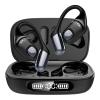 2B2C Open Ear Earbuds, Bluetooth 5.3 Wireless Air Conduction Headphones with Mic, LED Display Charging Case&Fast Charging, Ultra-Light Weight, 80H Playtime Earbuds for Work, Sports (Black) view 1