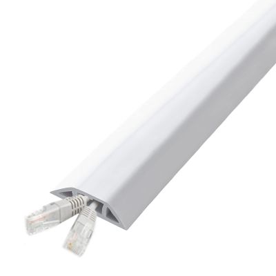 GenSDH Floor Cord Protector White, 3/10/ 20/30/ 40/50 Ft Wall Cable Hider Ware Concealer for Conduit Power Cords, Flexible PVC Raceway Channel Easy to Install Cut,Width 40mm-600cm (19.7ft)