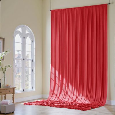 10x16ft Red Backdrop Curtain for Party, 2 Panels Wrinkle Free 16 Foot Long Polyester Photo Backdrop Drapes Photography Background for Wedding Birthday Gathing