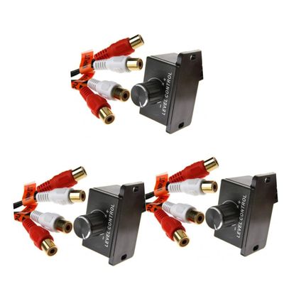 FELTECHELECTR 3pcs Car Audio RCA Bass Knob Potentiometer Volume Control Remote Level Gain for Car Stereo RCA Connectors