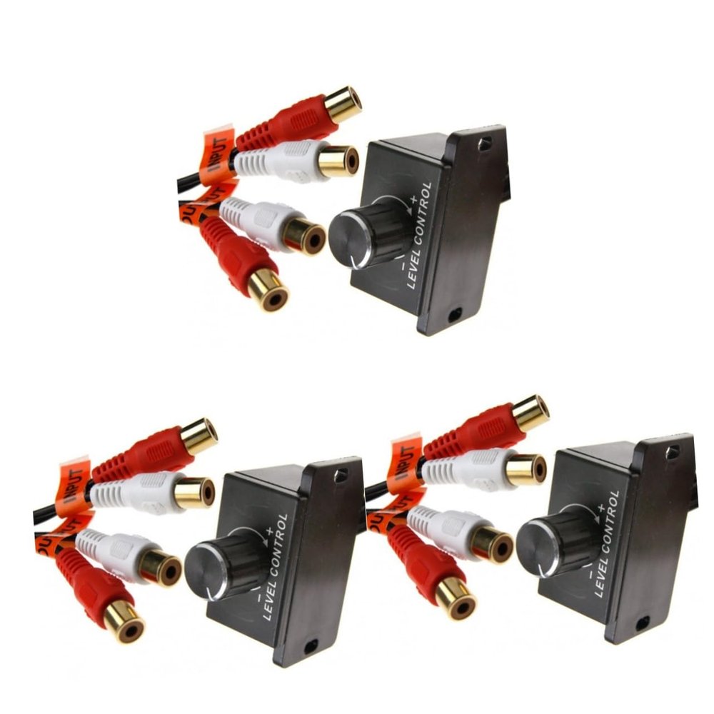 FELTECHELECTR 3pcs Car Audio RCA Bass Knob Potentiometer Volume Control Remote Level Gain for Car Stereo RCA Connectors