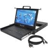 1U Rack Mount KVM Console- 15.6" 1080P Rackmount Monitor+ Single Port HDMI KVM + Keyboard+ Touchpad, Short Depth 14.17", Fits 19" Wide Network Cabinet, Incl. 1 USB HDMI Cable,1 Power Cord, 2 Brackets view 1
