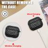 Glitter Diamond Case for AirPods 3rd Generation Cover with Pearl Bracelet Keychain, Sparkle Bling Design for Women Soft TPU Shockproof Protective Cover for Airpods 3 gen-Black view 3