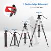 NEEWER TP37 Basic 74" Video Tripod with Fluid Head, Metal Camera Tripod with Smooth Friction Damping, Quick Release Plate Compatible with Manfrotto 501, TS009 Photography Tripod Dolly Included view 2