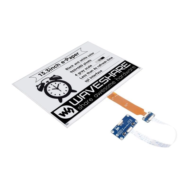13.3inch E-Ink Display HAT (K), 960680 Pixels, SPI Interface, Low Power Consumption, Wide Viewing Angle, Paper-Like Displaying Without Electricity, with e-Paper Driver HAT (13.3inch e-Paper HAT (K))