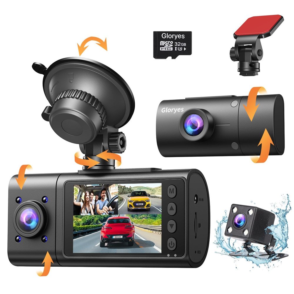 2025 Dash Cam, 3 Channel Dash Cam Front and Rear Inside, Interior Car Camera,2.5K/1440P Single Front Dash Camera,IR Night Vision, G-Sensor, Free 32G SD Card, Parking Monitor 1S Recording