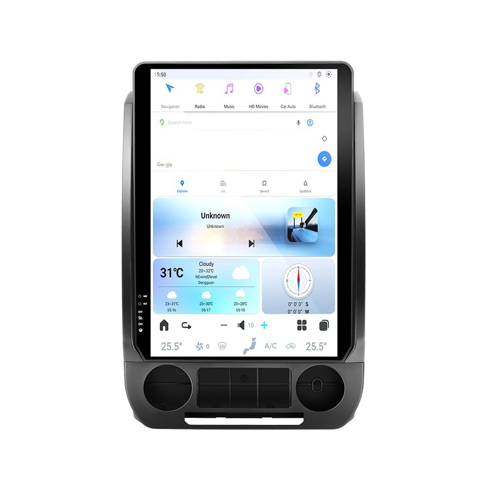 14.4 Inch Android 13 8+128GB Car Radio for Ford F150 2015-2021 F250 F350 2016-2021 Stereo Upgrade Tesla Style Dash IPS Touch Screen Android Auto GPS Navigation Multimedia Player (OEM SYNC2 OS)