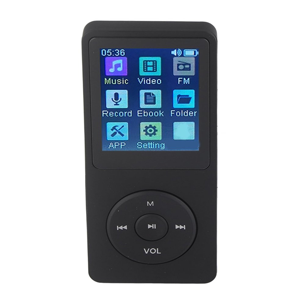 NOENNULL Mp4 Player Portable Support 32G Maximum Small Memory Card Slim 1.8 LCD Mp4 Player Media Music Audio Player with Accessories (Black)