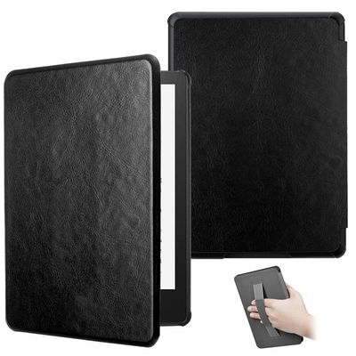 ZSLVPN Case for Kindle Paperwhite 12th Gen 2024(7") & Kindle Colorsoft Signature Edition - New PU Leather Cover with Hand Strap, Auto Wake/Sleep for Kindle Paperwhite Signature 2024 Released, Black