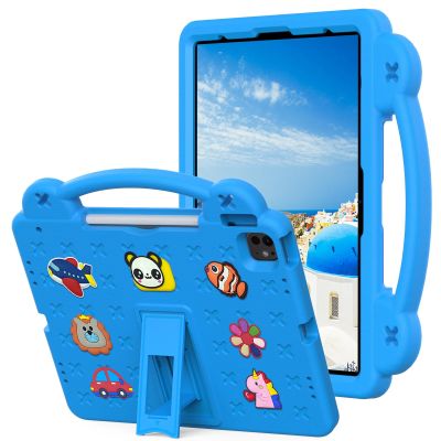 AKABEILA Compatible with Apple iPad Pro 12.9(2018/2020/2021/2022)/Pro 13(2024)/Air 13(2024) Tablet Case, Lightweight Shockproof Protective Case with Shoulder Strap & Stand Handle & Pen Tray Sky Blue