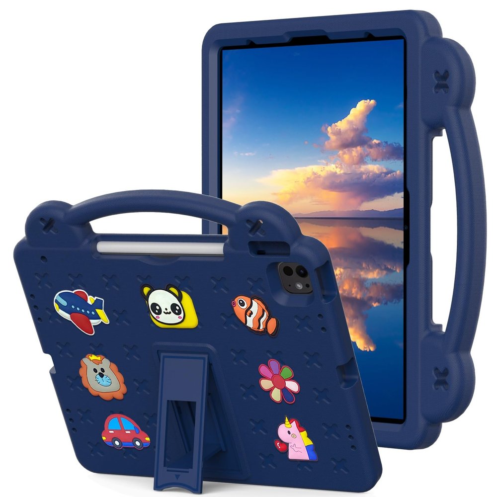 AKABEILA Compatible with Apple iPad Pro 12.9(2018/2020/2021/2022)/Pro 13(2024)/Air 13(2024) Tablet Case, Lightweight Shockproof Protective Case with Shoulder Strap & Stand Handle & Pen Tray Navy Blue