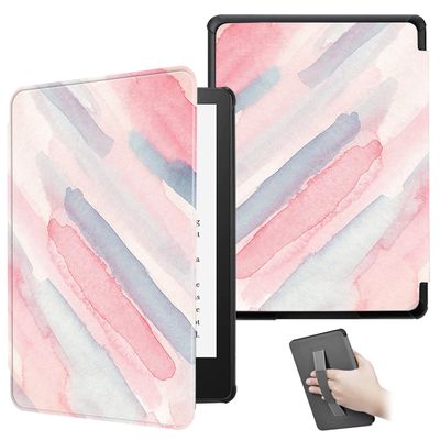 ZSLVPN Case for Kindle Paperwhite 12th Gen 2024(7") & Kindle Colorsoft Signature Edition - All New PU Leather Cover with Hand Strap, Auto Wake/Sleep for Kindle Paperwhite Signature 2024 Released, Pink