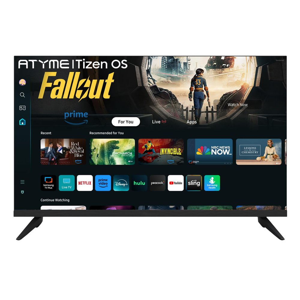 ATYME 32-inch 720p HD LED Smart TV Powered by Tizen Os,WiFi Television, HDR 10, HDMI, Bluetooth, Flat Screen Television, 1*USB 3* HDMI 1*VGA ARC Dual Channel 8W