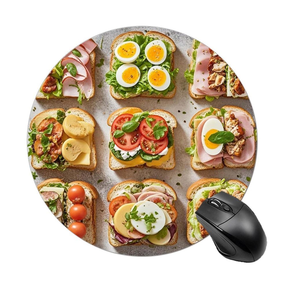 Round Mouse Pad Sandwich Encyclopedia Mouse Pad for Office Premium-Textured Mouse Mat Washable Mousepads Non-Slip Rubber Base Small Mousepad 7.8 X 7.8 X 0.1 Inches
