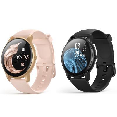 AGPTEK Smart Watch for Women, 5ATM Waterproof Smartwatch for Android and iOS Phones Pink, Black