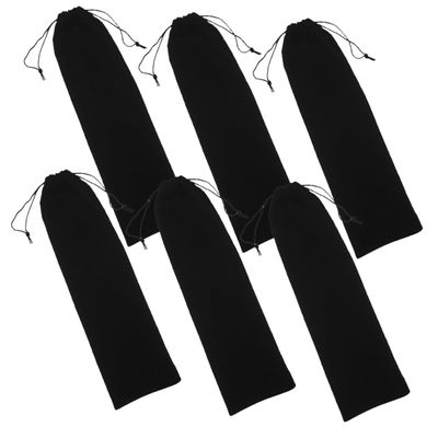 6 Pack Flannelette Hair Tool Storage Bags with Drawstring, Black Xmas