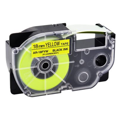 GREENCYCLE 50PK Compatible for XR-18FYW XR-18FYW2S AR-18FYW 18mm 3/4" EZ Black on Fluorescent Yellow Label Maker Tape for L-2000 KL-7000 KL-7200 KL-8100 Label Printer