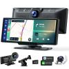 9.26 Inch Wireless Apple CarPlay and Android Auto Screen with Dash Cam 2.5K Front 1080P Rear Recording, Voice Control, GPS Navigation, Mirror Link, Bluetooth, FM, AUX view 1