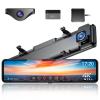 12" 4K UHD Mirror Dash Cam Front and Rear with Zoom Backup Camera, 2160P Dual Rear View Mirror Camera for Cars & Trucks, 64GB Card Included, GPS, WDR, Super Night Vision, Parking Assist & G-Sensor view 1