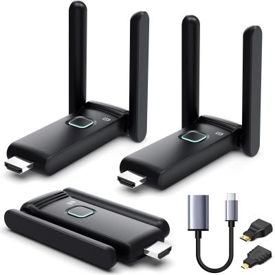 Wireless HDMI 2 Receivers and Transmitter,Up to 6 RXs,No Hot,Plug and Play,2.4/5.8GHz Wirelessly Casting to Multiple Screens,50M/165FT,Wireless HDMI Splitter for TV/DSLR Camera/Projector/Laptop/PC