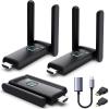 Wireless HDMI 2 Receivers and Transmitter,Up to 6 RXs,No Hot,Plug and Play,2.4/5.8GHz Wirelessly Casting to Multiple Screens,50M/165FT,Wireless HDMI Splitter for TV/DSLR Camera/Projector/Laptop/PC view 1
