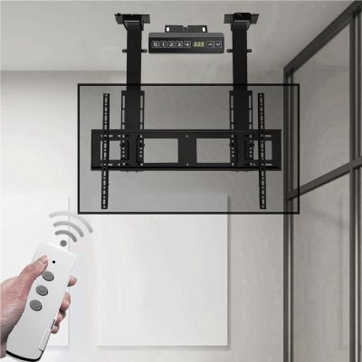 LCD TV Floor Stand - Electric TV Ceiling Mount, Fits 55-120 Inch TV Telescopic TV Auto Lift Stand , With Remote Control And Smart Memory Height Adjustable Lift, Two Installation Methods(730-1730mm)
