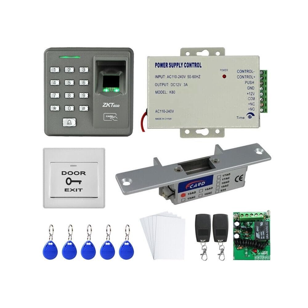 Fingerprint and RFID Card Reader Access Control System Kit with Strike Door Lock